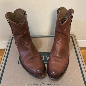 Tecovas Dean bourbon calf brown zip boots size 10